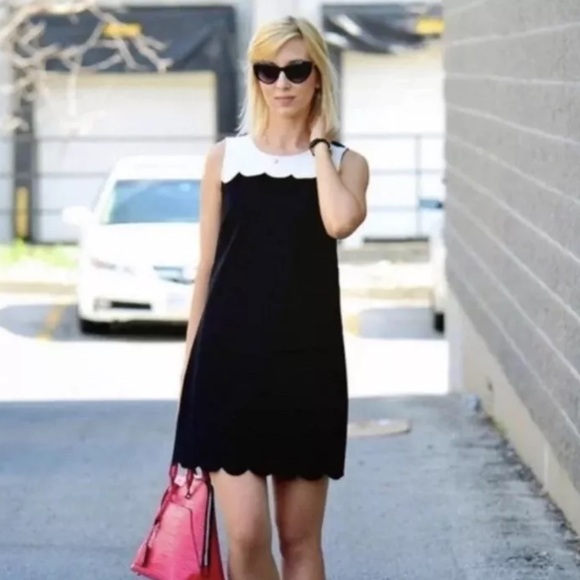 J. Crew Dresses & Skirts - Jcrew Whimsical Black And White Scallop Sleeveless Shift Dress NWT Sz 10